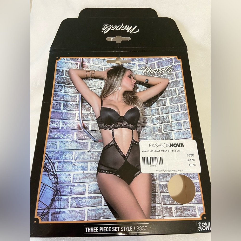 Fashion Nova Watch Me Leave Mesh 3 Piece Set - Black - Picture 5 of 8
